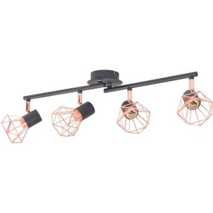 vidaXL Plafondlamp met 4 spotlights E14 zwart en koper