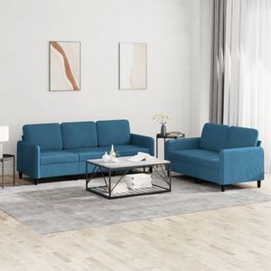 vidaXL 2-delige Loungeset fluweel blauw