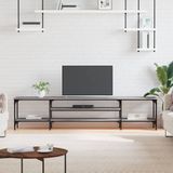vidaXL Tv-meubel 201x35x45 cm bewerkt hout en ijzer grijs sonoma eiken