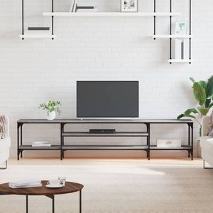 vidaXL Tv-meubel 201x35x45 cm bewerkt hout en ijzer grijs sonoma eiken