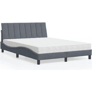 vidaXL Bed met matras fluweel donkergrijs 140x190 cm