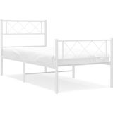 vidaXL Bedframe met hoofd- en voeteneinde metaal wit 100x190 cm