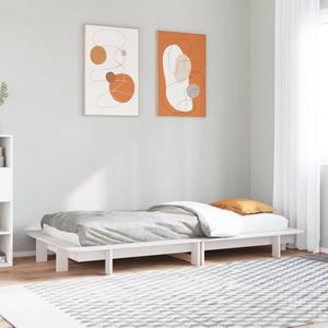 vidaXL Bedframe zonder matras massief grenenhout wit 90x200 cm