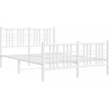 vidaXL Bedframe met hoofd- en voeteneinde metaal wit 140x190 cm