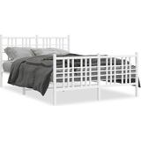 vidaXL Bedframe met hoofd- en voeteneinde metaal wit 140x190 cm