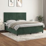 vidaXL Boxspring met matras fluweel donkergroen 180x200 cm