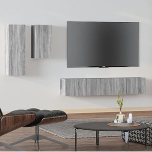 VidaXL 4-delige TV-meubelset - Bewerkt Hout - Grijs Sonoma Eikenkleurig