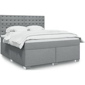 vidaXL Boxspring met matras stof lichtgrijs 180x200 cm