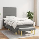 vidaXL Boxspring met matras stof donkergrijs 80x200 cm