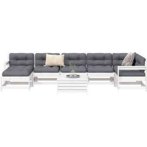 vidaXL 8-delige Loungeset massief grenenhout wit