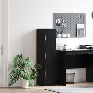 vidaXL Hoge Kast - Zwart - Gelaagd Hout - Compact Ontwerp