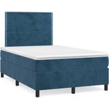 vidaXL Boxspring met matras en LED fluweel donkerblauw 120x190 cm