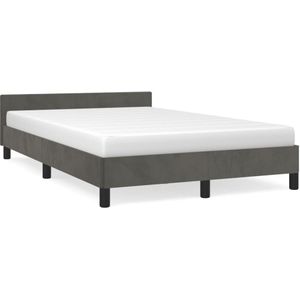 vidaXL Bedframe met hoofdbord fluweel donkergrijs 120x190 cm