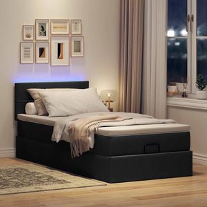 vidaXL Ottoman bed met matras en LED's 100x200 cm stof zwart