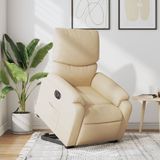 vidaXL Sta-op-stoel elektrisch verstelbaar stof crèmekleurig