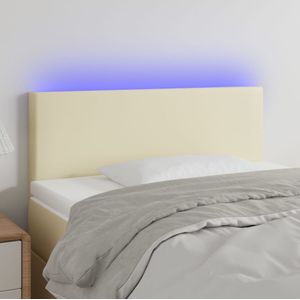 vidaXL Hoofdbord LED 100x5x78/88 cm kunstleer crèmekleurig