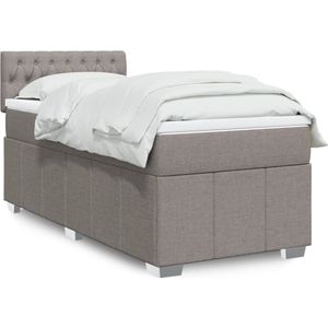 vidaXL Boxspring met matras stof taupe 90x190 cm