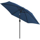 vidaXL Parasol met LED-verlichting en stalen paal 300 cm blauw