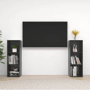 VidaXL TV-meubelen 2 st 107x35x37 cm - Spaanplaat Hoogglans Grijs