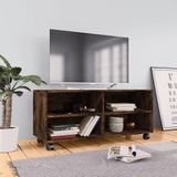 VidaXL Tv-meubel Wieltjes 90x35x35 cm Bewerkt Hout Gerookt Eiken