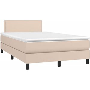 vidaXL Boxspring met matras en LED kunstleer cappuccinokleur 120x190cm