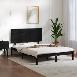 vidaXL Bedframe massief hout zwart 120x190 cm