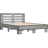 vidaXL Bedframe bewerkt hout metaal grijs sonoma eiken 140x190 cm