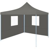 VidaXL Partytent Inklapbaar 2x2m Staal Antraciet + 2 Zijwanden