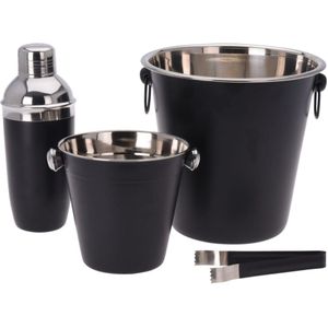 Excellent Houseware 4-delige Cocktailset roestvrij staal matzwart
