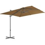 VidaXL Parasol Met Draagbare Voet Taupe 