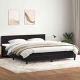 vidaXL Boxspring met matras fluweel zwart 200x210 cm