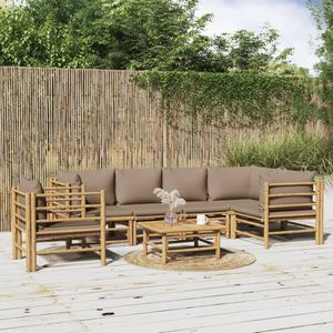 VidaXL 7-delige Loungeset met Kussens - Bamboe Taupe