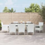 vidaXL 9-delige Tuinset met kussens poly rattan wit