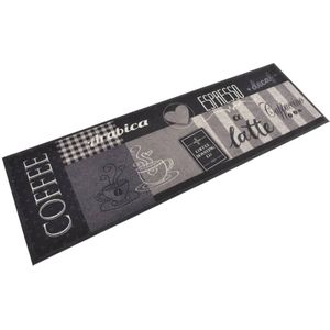 vidaXL-Keukenmat-wasbaar-koffieprint-60x180-cm-fluweel-zwart