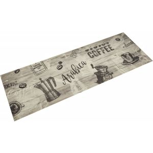 vidaXL Keukenmat wasbaar koffieprint 60x180 cm fluweel grijs