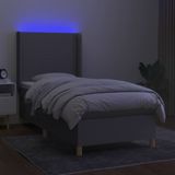 vidaXL Boxspring met matras en LED stof lichtgrijs 90x190 cm