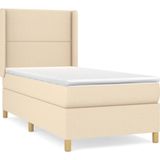 vidaXL Boxspring met matras stof crèmekleurig 90x190 cm