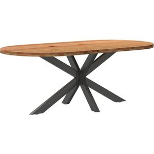 vidaXL Eettafel 200x100x74 cm ovaal massief eikenhout lichtbruin