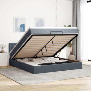 vidaXL Ottoman bed met matras 160x200cm fluweel donkergrijs