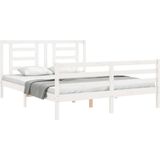 VidaXL Bedframe met Hoofdbord Massief Hout Wit 5 FT King Size