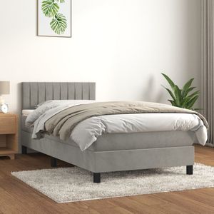 vidaXL-Boxspring-met-matras-fluweel-lichtgrijs-80x200-cm