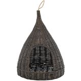 vidaXL Kattenhuis met kussen tipi 40x60 cm natuurlijk wilgen grijs