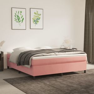 vidaXL-Boxspringframe-fluweel-roze-160x200-cm