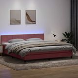 vidaXL Boxspring met matras fluweel roze 200x210 cm