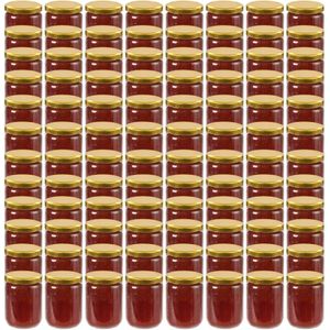 vidaXL-Jampotten-met-goudkleurige-deksels-96-st-230-ml-glas