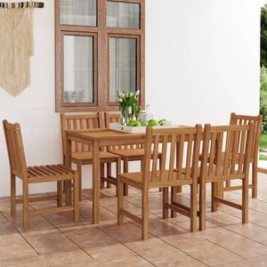 vidaXL 7-delige Tuinset massief teakhout