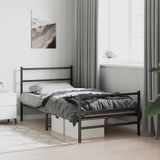 vidaXL Bedframe met hoofd- en voeteneinde metaal zwart 100x190 cm