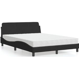vidaXL Bed met matras fluweel zwart 140x200 cm