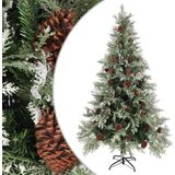 vidaXL Kerstboom met dennenappels 195 cm PVC en PE groen en wit