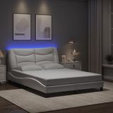 vidaXL Bedframe met LED-verlichting kunstleer wit 140x200 cm